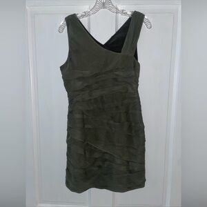 Aqua Olive Green Sleeveless Layered Cocktail Dress Size Small